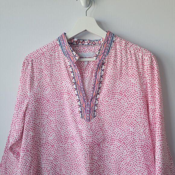 foxcroft for appleseeds Tunic top womens size 14 wrinkle-free popover 3/4 sleeve - Picture 3 of 8
